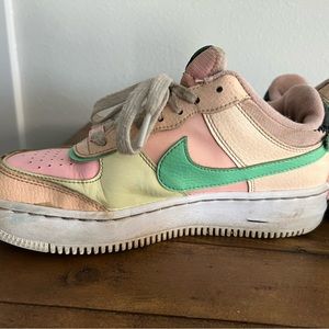 Nike AF1 (air force 1) shadow, pastel color way; womens size seven